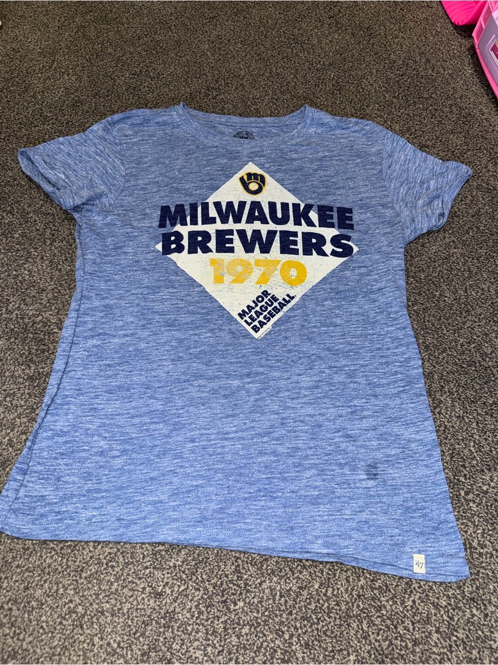 Milwaukee Brewers 1970 Graphic Tee Men’s Medium Blue ’47 Brand MLB Shirt